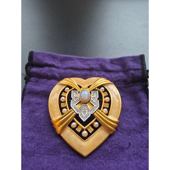 Elizabeth Taylor for Avon Heart of Hollywood Brooch & Earrings Set Vintage - Picture 3 of 7